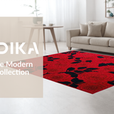 Ultra Soft Area Rug, Non Slip, Stain Resistant, Washable Area Rugs for Living Room, Bedroom, Bold Modern Botanical Print(Red)