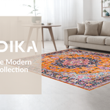 Ultra Soft Area Rug, Non Slip, Stain Resistant, Washable Area Rugs for Living Room, Bedroom, Cozy Warm Orange Tiled Motif(Orange)