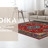 Ultra Soft Area Rug, Non Slip, Stain Resistant, Washable Area Rugs for Living Room, Bedroom, Rustic Colorful Geometric Motif(Red)