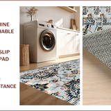 Ultra Soft Area Rug, Non Slip, Stain Resistant, Washable Area Rugs for Living Room, Bedroom, Soft Vintage Floral Living Room Rug(Gray)