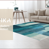 Ultra Soft Area Rug, Non Slip, Stain Resistant, Washable Area Rugs for Living Room, Bedroom, Elegant Grey Toned Minimalist Artwork(Blue)