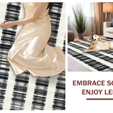 Ultra Soft Area Rug, Non Slip, Stain Resistant, Washable Area Rugs for Living Room, Bedroom, Stylish Striped Door Mat Black and White Accent Rug(Black)