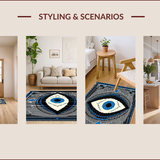 Ultra Soft Area Rug, Non Slip, Stain Resistant, Washable Area Rugs for Living Room, Bedroom, Evil Eye Tassel Boho(Blue)