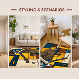 Ultra Soft Area Rug, Non Slip, Stain Resistant, Washable Area Rugs for Living Room, Bedroom, Chic Striking Melody Inspired Theme(Brown)