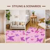 Ultra Soft Area Rug, Non Slip, Stain Resistant, Washable Area Rugs for Living Room, Bedroom, Enchanting Lighthearted Fluttering Shapes(Pink)