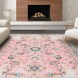 Ultra Soft Area Rug, Non Slip, Stain Resistant, Washable Area Rugs for Living Room, Bedroom, Chic Blush Floral Motif(Pink)