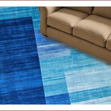 Ultra Soft Area Rug, Non Slip, Stain Resistant, Washable Area Rugs for Living Room, Bedroom, Elegant Modern Linear Artistry(Blue)