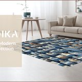 Ultra Soft Area Rug, Non Slip, Stain Resistant, Washable Area Rugs for Living Room, Bedroom, Bright Multicolor Traffic Playmat for Playroom Fun(Blue)