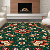 Ultra Soft Area Rug, Non Slip, Stain Resistant, Washable Area Rugs for Living Room, Bedroom, Serene Pastel Floral Arrangement(Green)