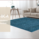 Ultra Soft Area Rug, Non Slip, Stain Resistant, Washable Area Rugs for Living Room, Bedroom, Elegant Abstract Lattice Design(Blue)