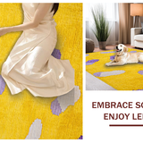 Ultra Soft Area Rug, Non Slip, Stain Resistant, Washable Area Rugs for Living Room, Bedroom, Vibrant Quirky Butter Motif(Yellow)