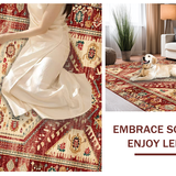 Ultra Soft Area Rug, Non Slip, Stain Resistant, Washable Area Rugs for Living Room, Bedroom, Chic Multicolor Medallion Style(Red)