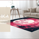 Ultra Soft Area Rug, Non Slip, Stain Resistant, Washable Area Rugs for Living Room, Bedroom, Chic Half-Moon Colorful Motif(Pink)