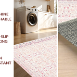 Ultra Soft Area Rug, Non Slip, Stain Resistant, Washable Area Rugs for Living Room, Bedroom, Elegant Blush Pink Low Pile Rug with Mauve Floral and Geometric Fusion(Pink)