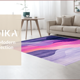Ultra Soft Area Rug, Non Slip, Stain Resistant, Washable Area Rugs for Living Room, Bedroom, Vibrant Abstract Layered Design(Purple)