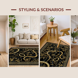 Vibrant Retro Snakes and Leaves(Black)