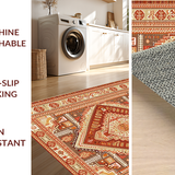 Ultra Soft Area Rug, Non Slip, Stain Resistant, Washable Area Rugs for Living Room, Bedroom, Cozy Textured Vintage Pattern(Orange)