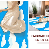 Ultra Soft Area Rug, Non Slip, Stain Resistant, Washable Area Rugs for Living Room, Bedroom, Playful Fluffy Cloud Motif(Blue)
