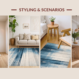 Ultra Soft Area Rug, Non Slip, Stain Resistant, Washable Area Rugs for Living Room, Bedroom, Vintage Inspired Ombre Area Rug with Distressed Blue and Beige Tones(Blue)