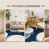 Ultra Soft Area Rug, Non Slip, Stain Resistant, Washable Area Rugs for Living Room, Bedroom, Elegant Navy Floral Motif(Blue)