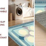Ultra Soft Area Rug, Non Slip, Stain Resistant, Washable Area Rugs for Living Room, Bedroom, Serene Neutral Geometric Waves(Blue)