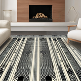 Ultra Soft Area Rug, Non Slip, Stain Resistant, Washable Area Rugs for Living Room, Bedroom, Rustic Textured Tassel Accent Piece(Black)
