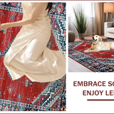Ultra Soft Area Rug, Non Slip, Stain Resistant, Washable Area Rugs for Living Room, Bedroom, Rustic Crimson Medallion Elegance(Red)