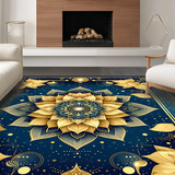 Ultra Soft Area Rug, Non Slip, Stain Resistant, Washable Area Rugs for Living Room, Bedroom, Elegant Transitional Medallion Design(Gold)