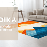 Ultra Soft Area Rug, Non Slip, Stain Resistant, Washable Area Rugs for Living Room, Bedroom, Artistic Color Burst Circular Motif(Orange)