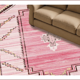 Ultra Soft Area Rug, Non Slip, Stain Resistant, Washable Area Rugs for Living Room, Bedroom, Trendy Round Western Aesthetic(Pink)