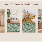 Ultra Soft Area Rug, Non Slip, Stain Resistant, Washable Area Rugs for Living Room, Bedroom, Elegant Vintage Floral Print Aesthetic(Green)