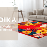 Ultra Soft Area Rug, Non Slip, Stain Resistant, Washable Area Rugs for Living Room, Bedroom, Whimsical Botanical Color Splash(Red)