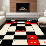 Ultra Soft Area Rug, Non Slip, Stain Resistant, Washable Area Rugs for Living Room, Bedroom, Whimsical Black and White Pattern(Red)