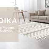 Ultra Soft Area Rug, Non Slip, Stain Resistant, Washable Area Rugs for Living Room, Bedroom, Soft Cream Abstract Angled Motif(Beige)