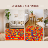 Ultra Soft Area Rug, Non Slip, Stain Resistant, Washable Area Rugs for Living Room, Bedroom, Vibrant Animal Illustration Design(Red)
