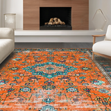 Ultra Soft Area Rug, Non Slip, Stain Resistant, Washable Area Rugs for Living Room, Bedroom, Contemporary Abstract Color Harmony(Orange)