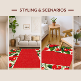 Ultra Soft Area Rug, Non Slip, Stain Resistant, Washable Area Rugs for Living Room, Bedroom, Charming Whimsical Fruit Pattern(Red)
