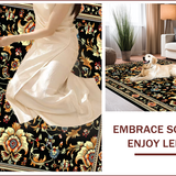 Ultra Soft Area Rug, Non Slip, Stain Resistant, Washable Area Rugs for Living Room, Bedroom, Elegant Floral Non-Slip Living Room Rug(Black)