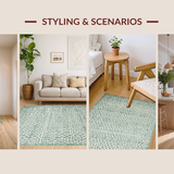 Ultra Soft Area Rug, Non Slip, Stain Resistant, Washable Area Rugs for Living Room, Bedroom, Rustic Geometric Layered Textures(Beige)