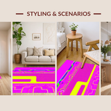 Ultra Soft Area Rug, Non Slip, Stain Resistant, Washable Area Rugs for Living Room, Bedroom, Vibrant Contemporary Pop Art Style(Pink)