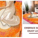 Ultra Soft Area Rug, Non Slip, Stain Resistant, Washable Area Rugs for Living Room, Bedroom, Intricate Sunbeam Inspired Artwork(Orange)