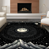 Ultra Soft Area Rug, Non Slip, Stain Resistant, Washable Area Rugs for Living Room, Bedroom, Enigmatic Celestial Wave Design(Black)