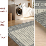 Ultra Soft Area Rug, Non Slip, Stain Resistant, Washable Area Rugs for Living Room, Bedroom, Sophisticated Monochrome Parquet Style(Beige)