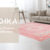 Ultra Soft Area Rug, Non Slip, Stain Resistant, Washable Area Rugs for Living Room, Bedroom, Serene Creamy Lotus Design(Pink)
