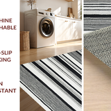 Ultra Soft Area Rug, Non Slip, Stain Resistant, Washable Area Rugs for Living Room, Bedroom, Contemporary Linear Art Rug with Striped Motif and Monochrome Appeal(Black)