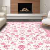 Ultra Soft Area Rug, Non Slip, Stain Resistant, Washable Area Rugs for Living Room, Bedroom, Artful Distressed Floral Visualization(White)