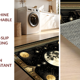 Ultra Soft Area Rug, Non Slip, Stain Resistant, Washable Area Rugs for Living Room, Bedroom, Rustic Multi-Tonal Tiled Pattern(Black)