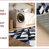 Ultra Soft Area Rug, Non Slip, Stain Resistant, Washable Area Rugs for Living Room, Bedroom, Modern Geometric Living Room Carpet(Black)