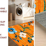 Ultra Soft Area Rug, Non Slip, Stain Resistant, Washable Area Rugs for Living Room, Bedroom, Eclectic Colorful Nature-Inspired Design(Orange)
