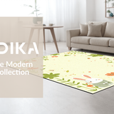 Ultra Soft Area Rug, Non Slip, Stain Resistant, Washable Area Rugs for Living Room, Bedroom, Charming Rabbit Floral Arrangement(Beige)